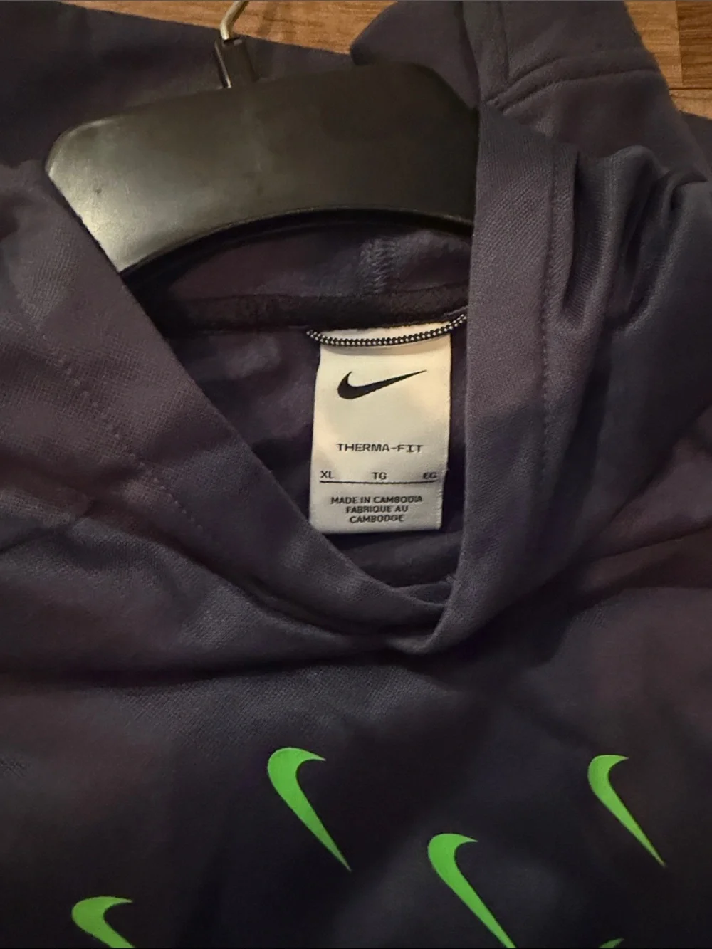 Nike Black Hoodie with Neon Green Swoosh Cluster